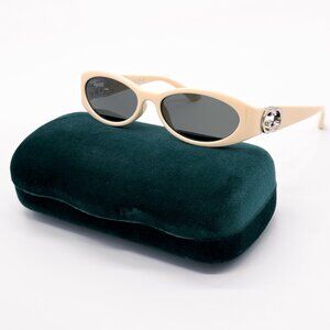 Gucci Cream Sunglasses with Black Lenses